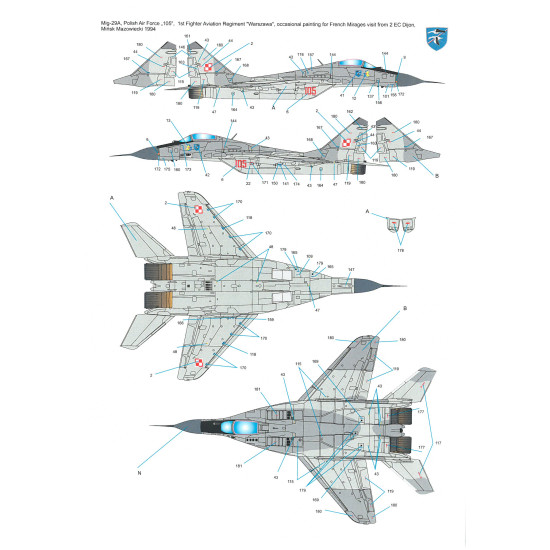 Techmod 48119 1/48 Mig-29a/G/Ub Polish Fighter Aircraft Wet Decal