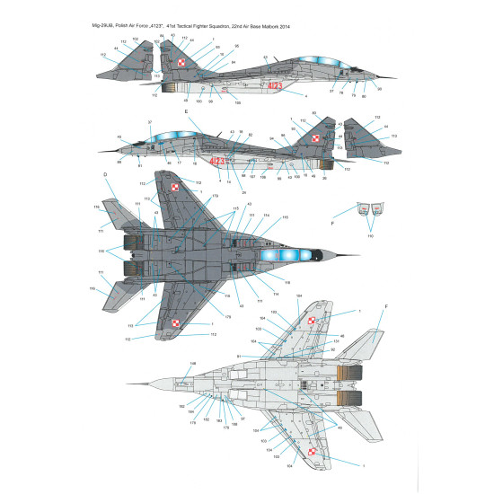 Techmod 48119 1/48 Mig-29a/G/Ub Polish Fighter Aircraft Wet Decal