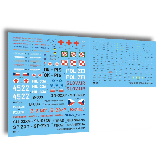 Techmod 48120 1/48 Pzl Mi-2 Polish Helicopter Aircraft Wet Decal