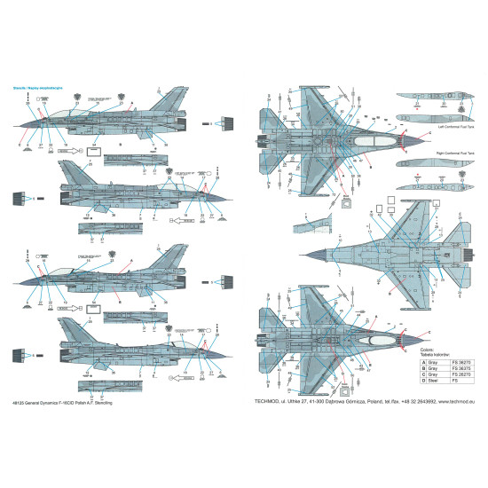 Techmod 48125 1 48 F-16c D Block 52+ Polish A.f. Stencils Aircraft Wet 