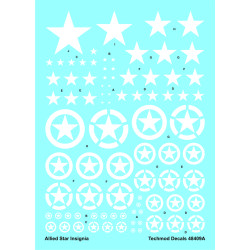 Techmod 48409 1/48 Allied Stars Insignia Circles White Wet Decal Wwii