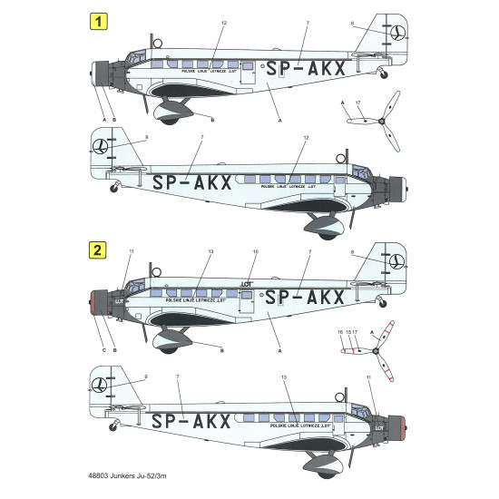 Techmod 48803 1/48 Junkers Ju 52/3m Polish Lot 1936-1939 Aircraft Wet Decal