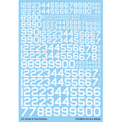Techmod 48805 1/48 U.s. Serial And Code Numbers, White For Aircraft Wet Decal