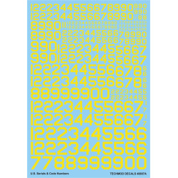 Techmod 48807 1/48 U.s. Serial And Code Numbers, Yellow For Aircraft Wet Decal