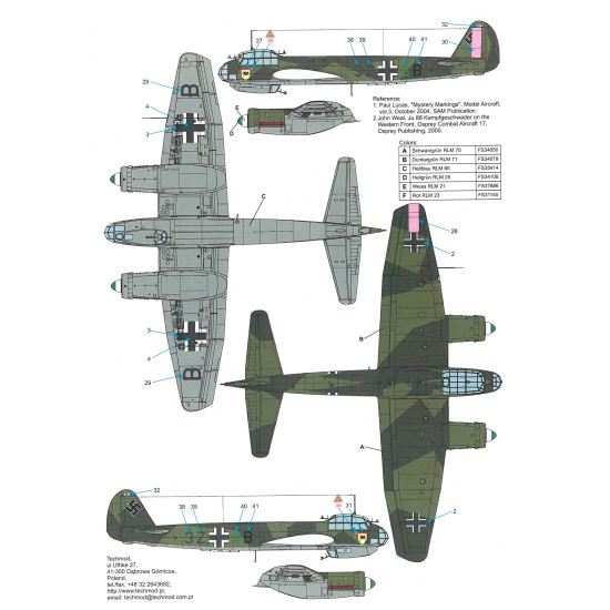 Techmod 48814 1/48 Junkers Ju 88a-1 German Bomber France 1940 Wet Decal Wwii