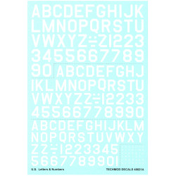 Techmod 48821 1/48 U.s. Letters And Numbers In White For Aircraft Wet Decal 2pcs