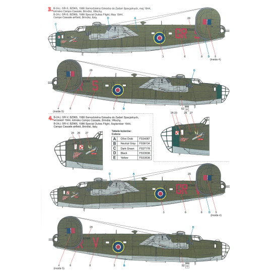 Techmod 48823 1/48 Liberator B-24 Brindisi Italy 1944 Us Bomber Wet Decal Wwii