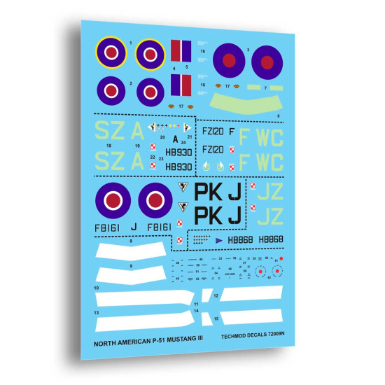 Techmod 72009 1/72 North American P-51 Mustang Iii 1944 Aircraft Wet Decal Wwii