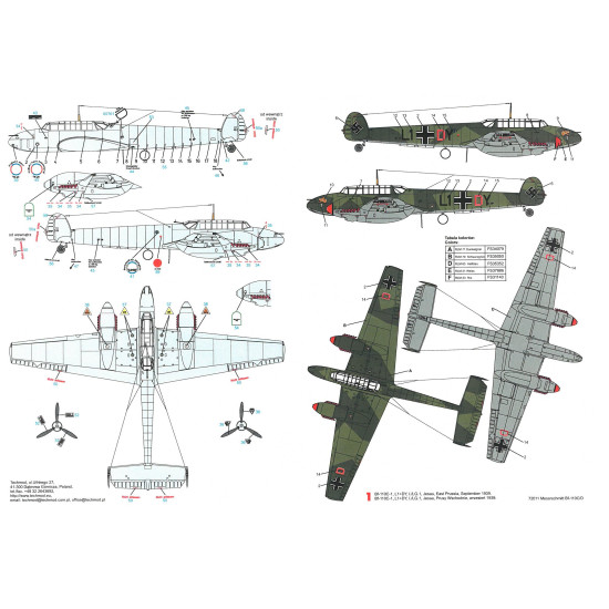 Techmod 72011 1/72 Messerschmitt Bf 110c 1939-1940 Aircraft Wet Decal Wwii