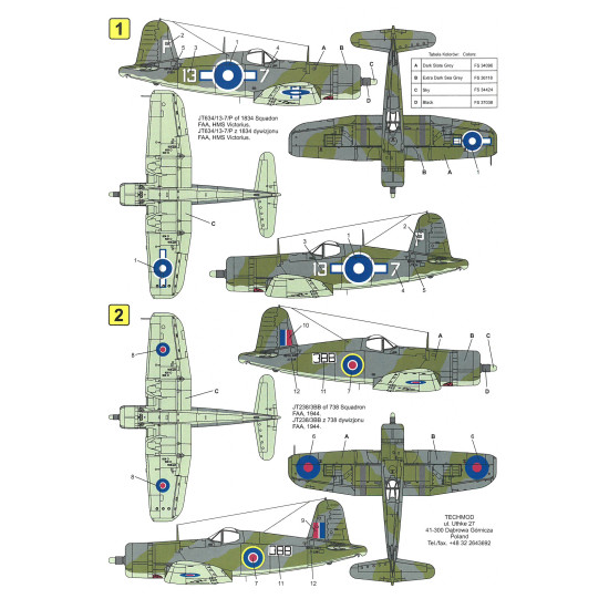 Techmod 72014 1/72 Vought Corsair Ii 1944 Aircraft Wet Decal Wwii