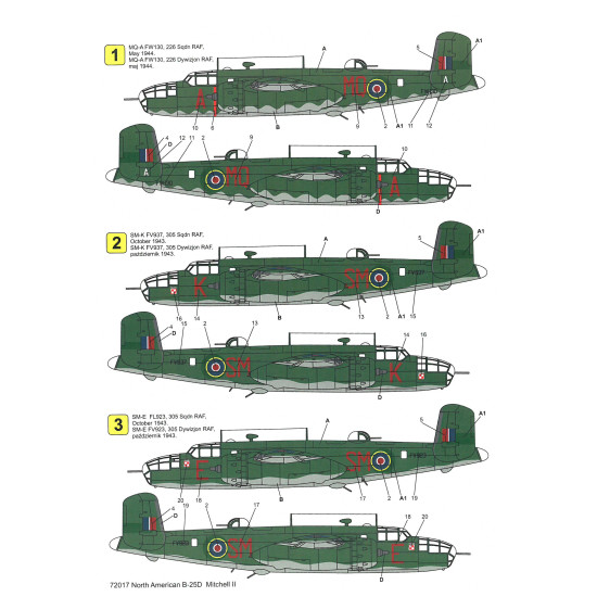 Techmod 72017 1/72 North American B-25d Mitchell Ii 1943 Aircraft Wet Decal Wwii