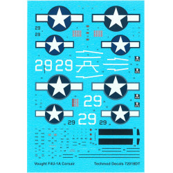 Techmod 72018 1/72 Vought F4u-1a Corsair Us Fighter Bomber 1944 Wet Decal Wwii