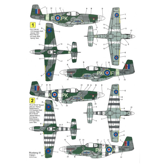 Techmod 72021 1/72 North American P-51 Mustang Iii 1944 Aircraft Wet Decal Wwii