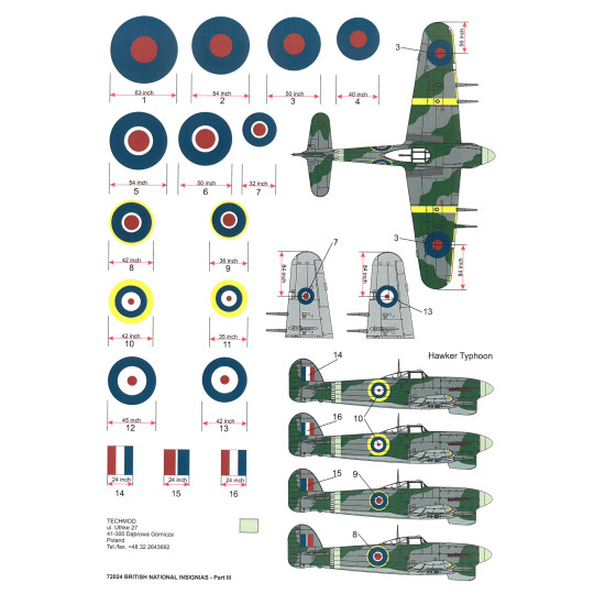 Techmod 72024 1/72 British National Insignias, Part Iii Aircraft Wet Decal Wwii