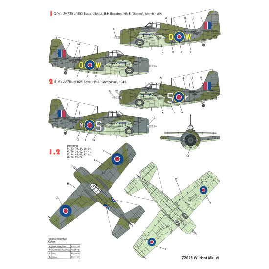 Techmod 72026 1/72 General Motors Wildcat Vi 1944-45 Aircraft Wet Decal Wwii