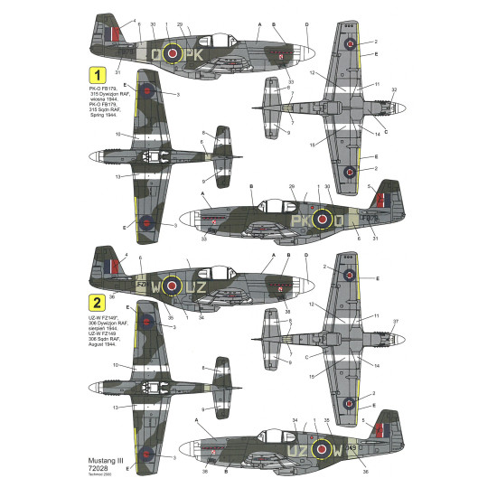 Techmod 72028 1/72 North American P-51 Mustang Iii Polish Aircraft Wet Decal Wwii