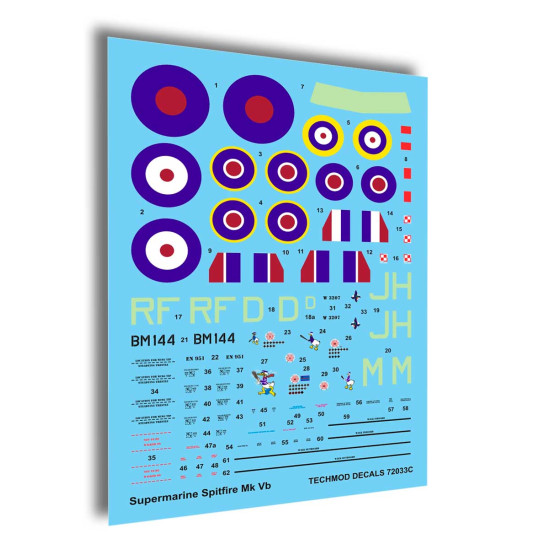 Techmod 72033 1/72 Supermarine Spitfire Mk Vb Polish Figher Aircraft Wet Decal