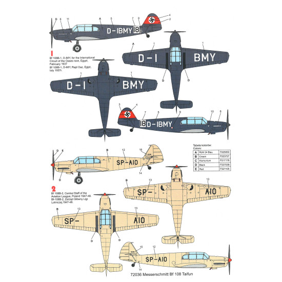 Techmod 72036 1/72 Messerschmitt Bf 108 Taifun Aircraft Wet Decal Wwii