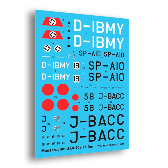 Techmod 72036 1/72 Messerschmitt Bf 108 Taifun Aircraft Wet Decal Wwii
