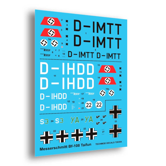Techmod 72039 1/72 Messerschmitt Bf 108 Taifun Aircraft Wet Decal Wwii