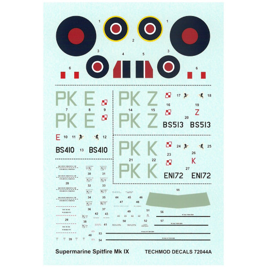 Techmod 72044 1/72 Supermarine Spitfire F.ix Gabreskis Spitfires 1943 Wet Decal