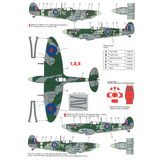 Techmod 72044 1/72 Supermarine Spitfire F.ix Gabreskis Spitfires 1943 Wet Decal