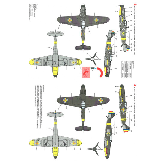 Techmod 72050 1/72 Messerschmitt Bf 109g-2 1943-1944 Aircraft Wet Decal Wwii