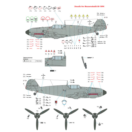 Techmod 72055 1/72 Stencils For Messerschmitt Bf-109e Aircraft Wet Decal