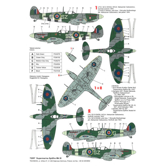 Techmod 72057 1/72 Supermarine Spitfire Mk Ix 1939-1941 Aircraft Wet Decal