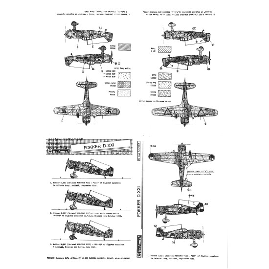 Techmod 72058 1/72 Fokker D.xxi Aircraft Wet Decal