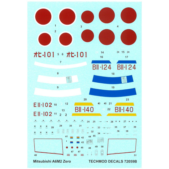 Techmod 72059 1/72 Mitsubishi A6m2 Zero Pearl Harbor 1941 Aircraft Wet Decal