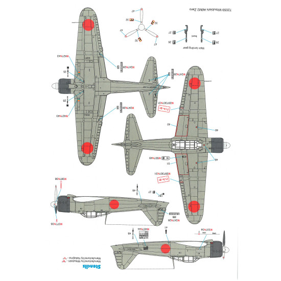 Techmod 72059 1/72 Mitsubishi A6m2 Zero Pearl Harbor 1941 Aircraft Wet Decal