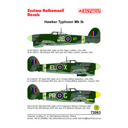 Techmod 72063 1/72 Hawker Typhoon Mk Ib British Bomber 1943 Aircraft Wet Decal