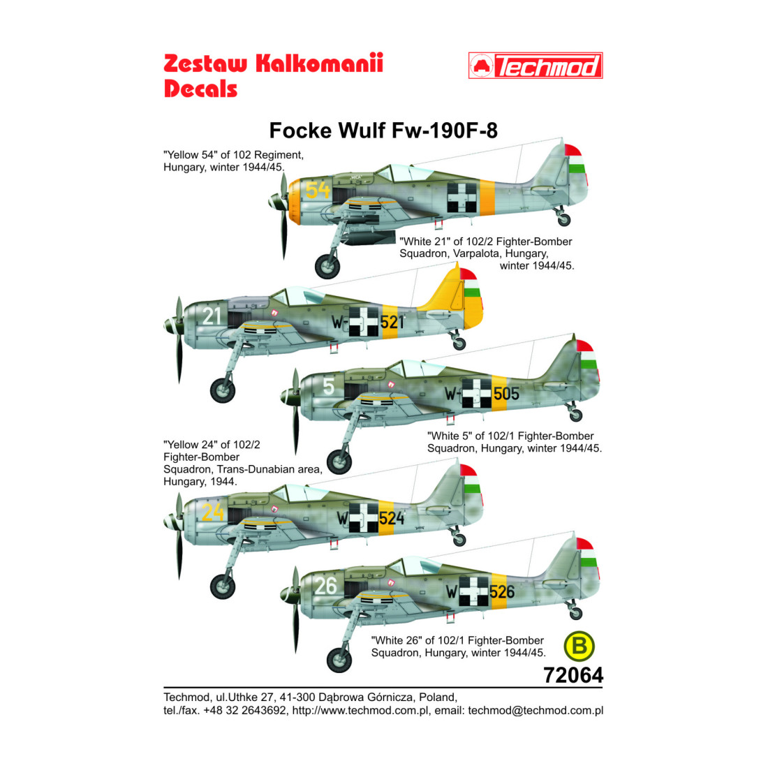 Techmod 72064 1 72 Focke Wulf Fw 190f 8 Hungary 1944 45 Aircraft Wet