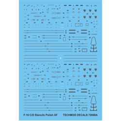 Techmod 72068 1/72 F-16 C/D Block 52 Polish A.f. Stencils Aircraft Wet Decal