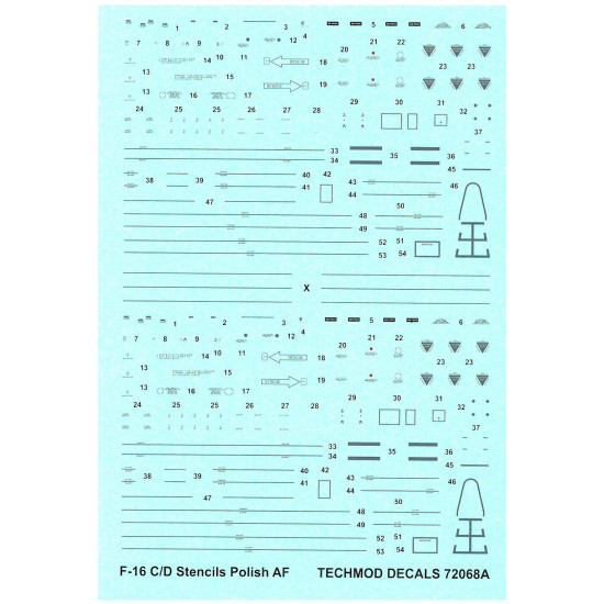 Techmod 72068 1/72 F-16 C/D Block 52 Polish A.f. Stencils Aircraft Wet Decal