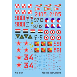 Techmod 72070 1/72 Mig-21 Mf Jet Fighter Aircraft Wet Decal