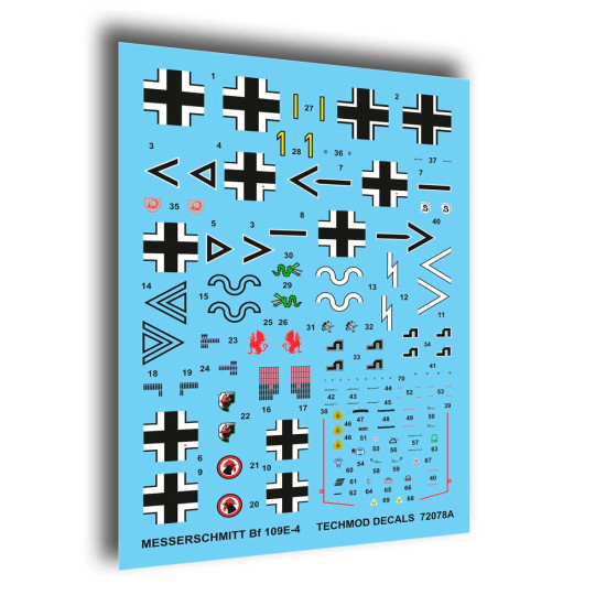 Techmod 72078 1/72 Messerschmitt Bf 109e-3 German Fighter 1940-41 Wet Decal Wwii