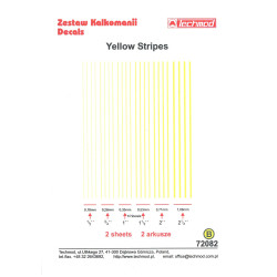 Techmod 72082 1/72 Yellow Stripes In Different Sizes Wet Decal Wwii