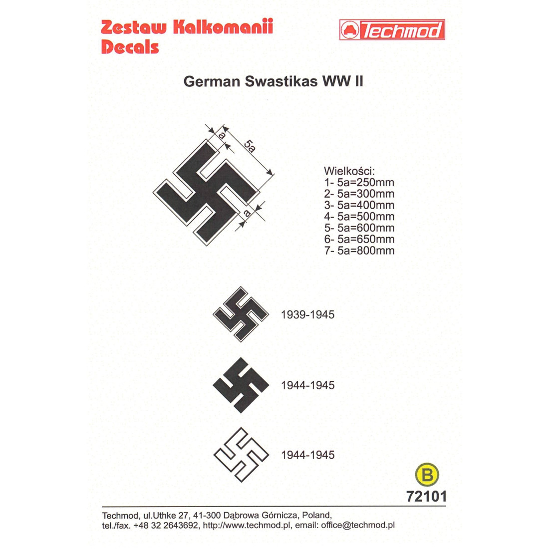 Techmod 72101 1/72 German WWII Luftwaffe Signs 260 300 400 500 600mm ...