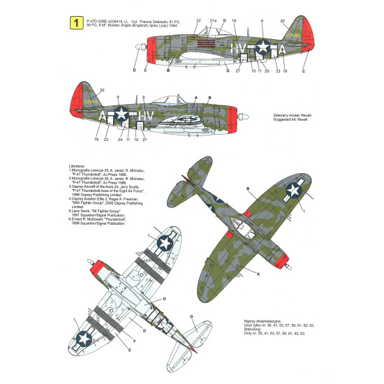 Techmod 72103 1/72 Republic P-47 D/M Thunderbolt 1944-45 Aircraft Wet Decal Wwii