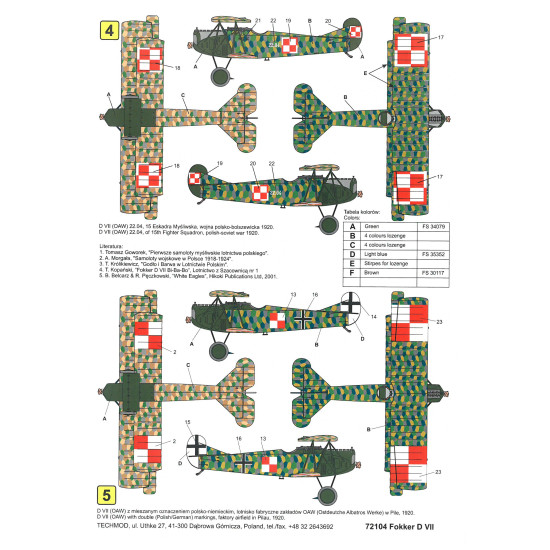Techmod 72104 1/72 Fokker D Vii 1920 -1921 Aircraft Wet Decal Polish-soviet War