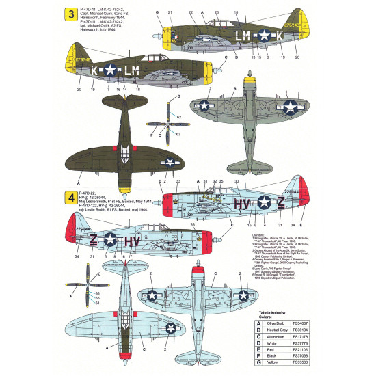 Techmod 72105 1/72 Republic P-47d Thunderbolt Us Fighter Aircraft Wet Decal 1944