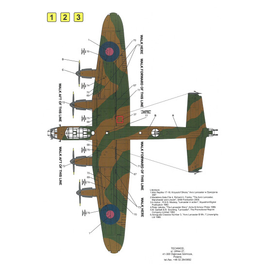 Techmod 72106 1/72 Avro Lancaster B Mk. I/Iii 1944-45 Polish Aircraft Wet Decal