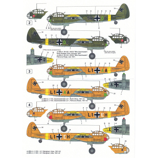 Techmod 72111 1/72 Junkers Ju-88a-4/D-1 1941-1942 Aircraft Wet Decal Wwii