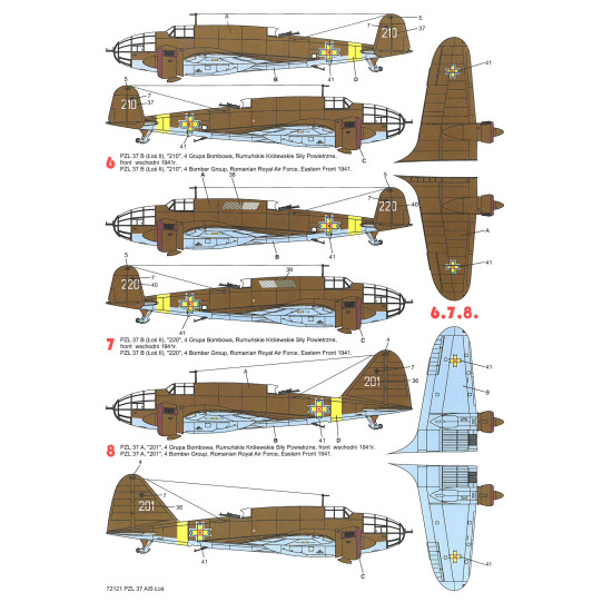 Techmod 72121 1/72 Pzl P-37 A/B Moose Polish Bomber Aircraft Wet Decal Wwii