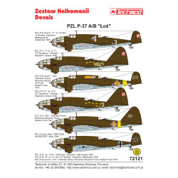 Techmod 72121 1/72 Pzl P-37 A/B Moose Polish Bomber Aircraft Wet Decal Wwii