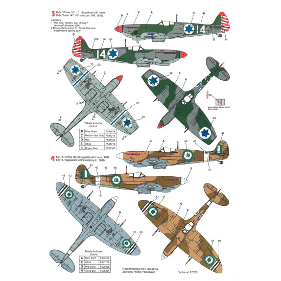 Techmod 72122 1/72 Supermarine Spitfire Mk Ix Israel Aircraft Wet Decal 1948-49