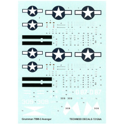 Techmod 72126 1/72 Grumman Tbm-3 Avenger Us Torpedo Bomber 1945 Aircraft Wet Decal