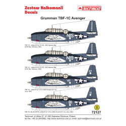 Techmod 72127 1/72 Grumman Avenger Tbf-1c Us Torpedo Bomber Aircraft Wet Decal 1944